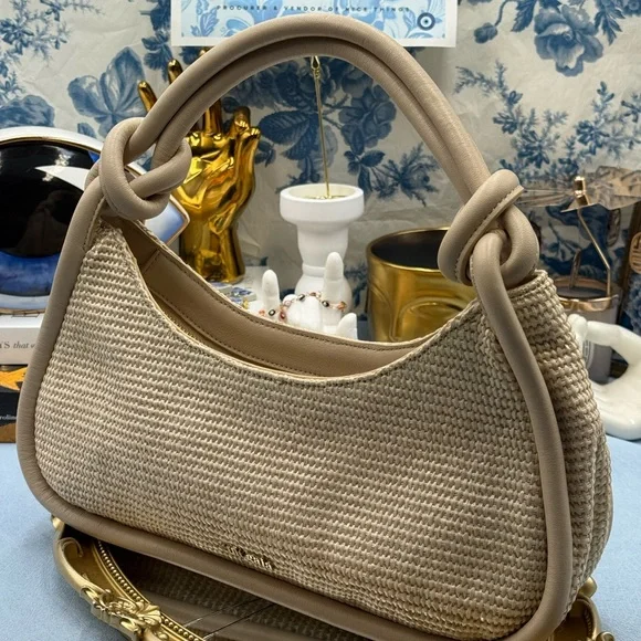 🆕 CULT GAIA 🧿 NWOT Brisa Woven Raffia Knotted Shoulder Bag, Cream / Natural - Picture 13 of 15